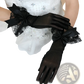 Elegant Black Lace and Satin Bow Evening Gloves