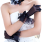Elegant Black Lace and Satin Bow Evening Gloves