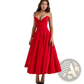 Elegant Black Strapless Flared Midi Dress