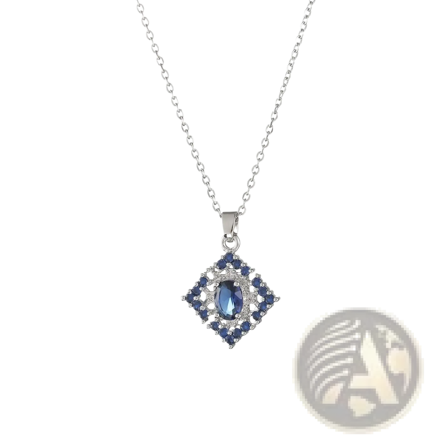Elegant Blue Zircon Flower Jewelry Set with Titanium Chain