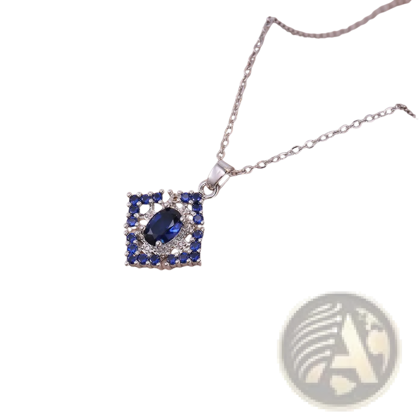 Elegant Blue Zircon Flower Jewelry Set with Titanium Chain