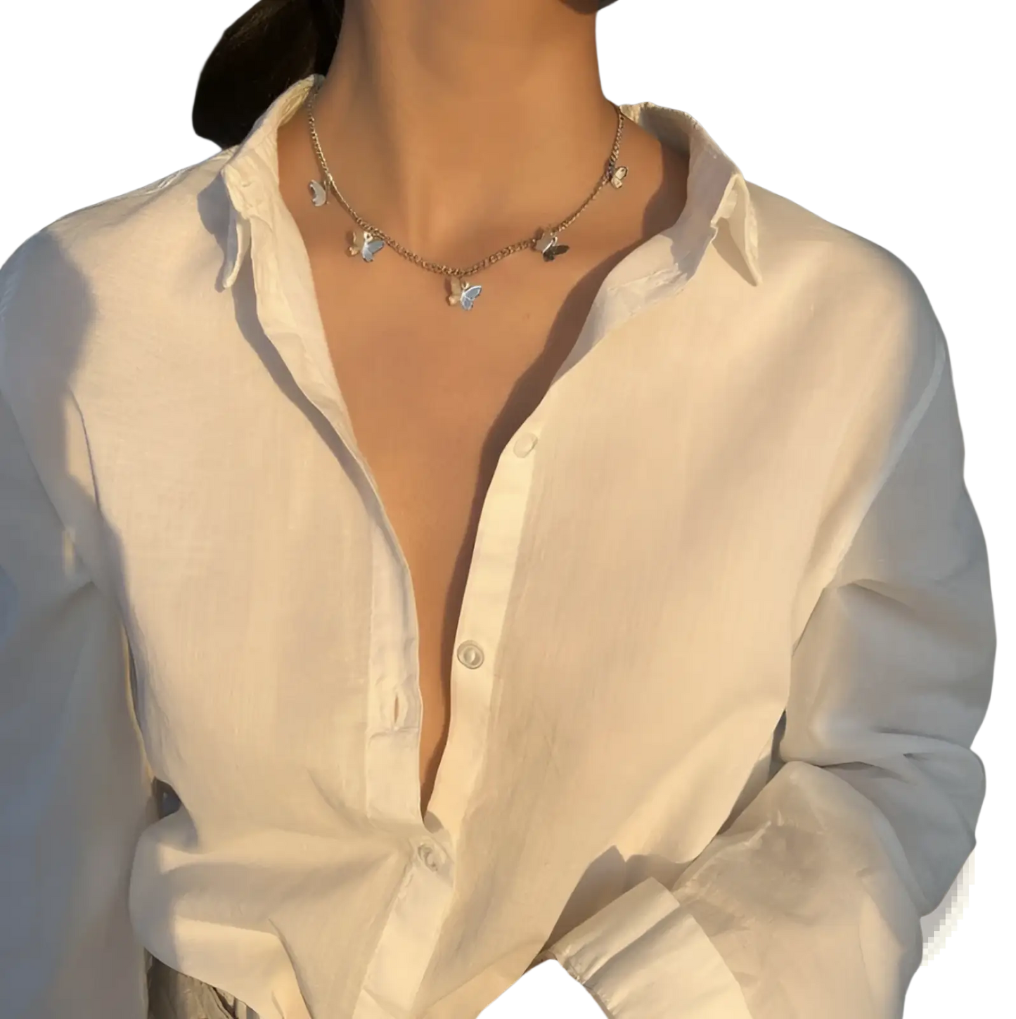 Elegant Butterfly Charm Choker Necklace in Gold and Silver