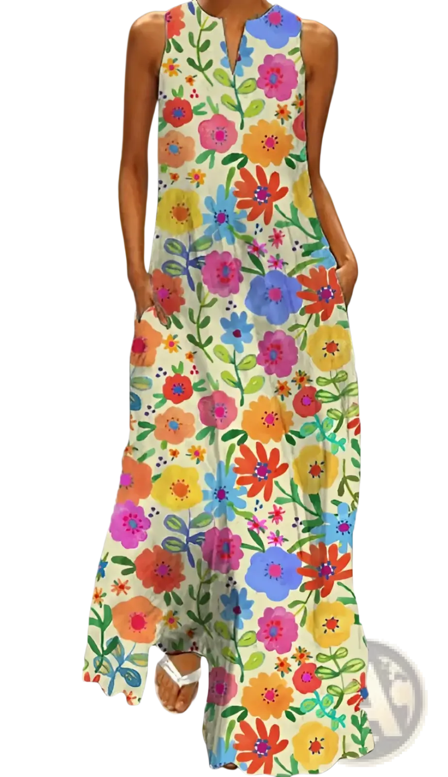 Elegant Floral Lace Appliqué Sleeveless Maxi Dress