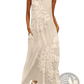 Elegant Floral Lace Appliqué Sleeveless Maxi Dress