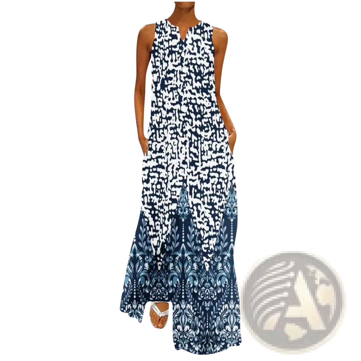 Elegant Floral Lace Appliqué Sleeveless Maxi Dress