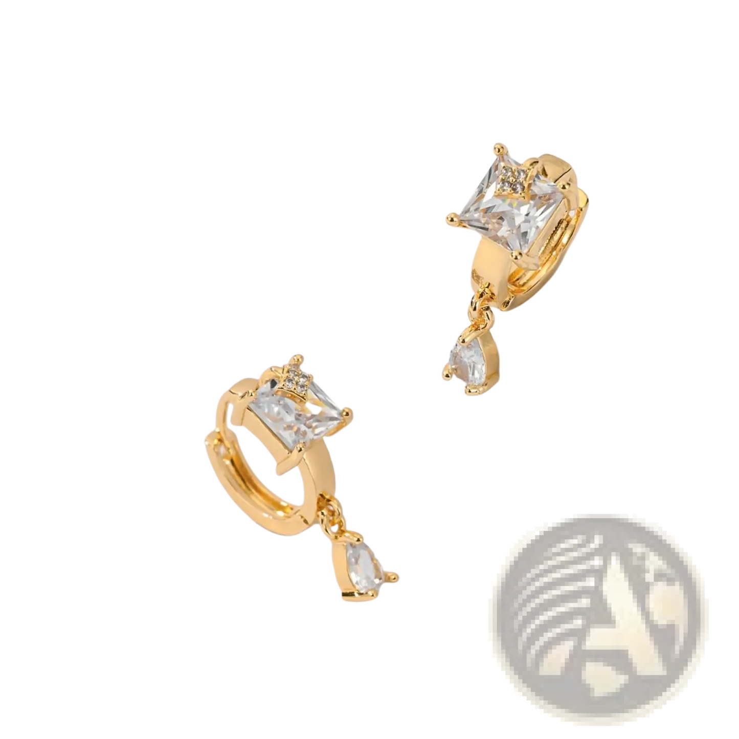 Elegant Geometric Gemstone Drop Hoop Earrings