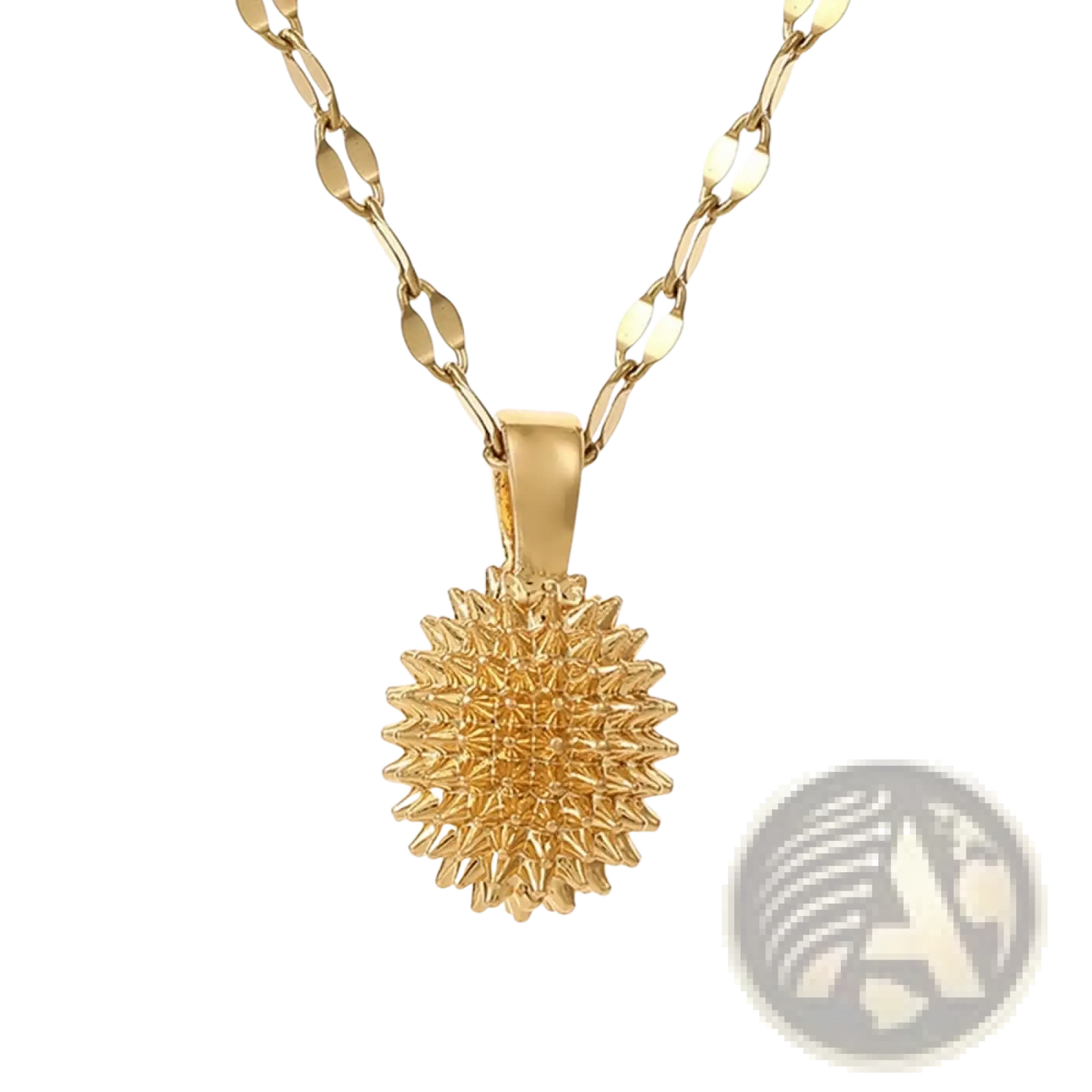 Elegant Gold Sunburst Durian Pendant Necklace
