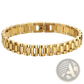 Elegant Gold Titanium Link Bracelet with Pearl Accents