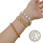 Elegant Gold Titanium Link Bracelet with Pearl Accents