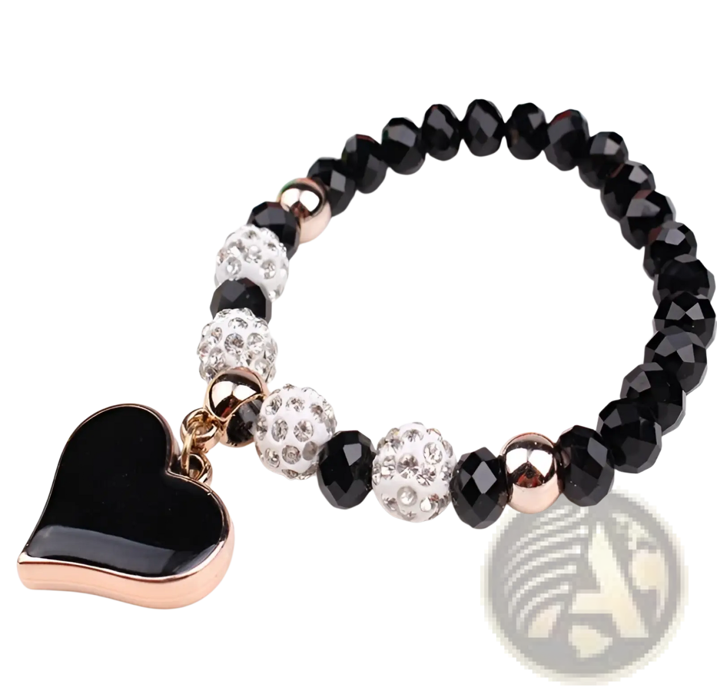 Elegant Heart Charm Beaded Elastic Bracelet Set