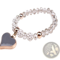Elegant Heart Charm Beaded Elastic Bracelet Set