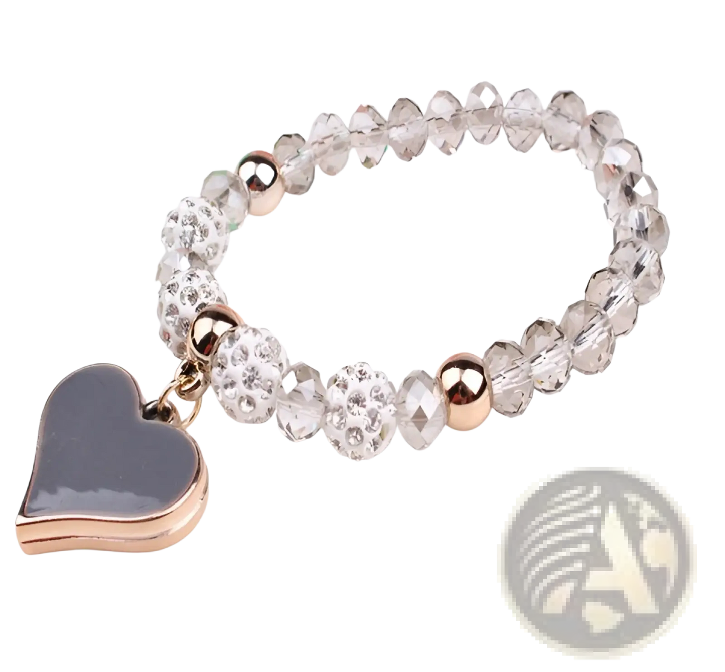 Elegant Heart Charm Beaded Elastic Bracelet Set