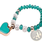 Elegant Heart Charm Beaded Elastic Bracelet Set