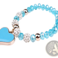 Elegant Heart Charm Beaded Elastic Bracelet Set