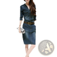 Elegant High Waist Button Down Denim Midi Dress