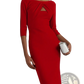 Elegant Knotted Neckline Slimming Midi Dress
