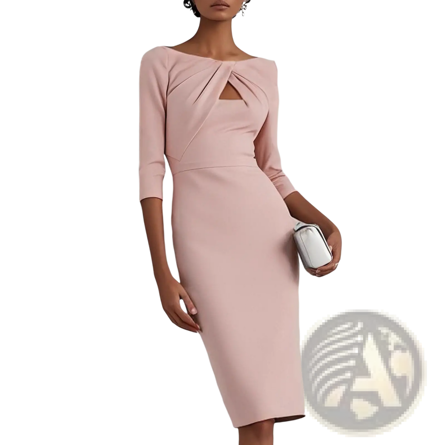 Elegant Knotted Neckline Slimming Midi Dress