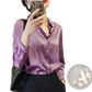 Elegant Long Sleeve Satin Button Down Silk Blouse