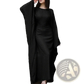 Elegant Long Sleeve Satin Maxi Dress with Ruffled Hem
