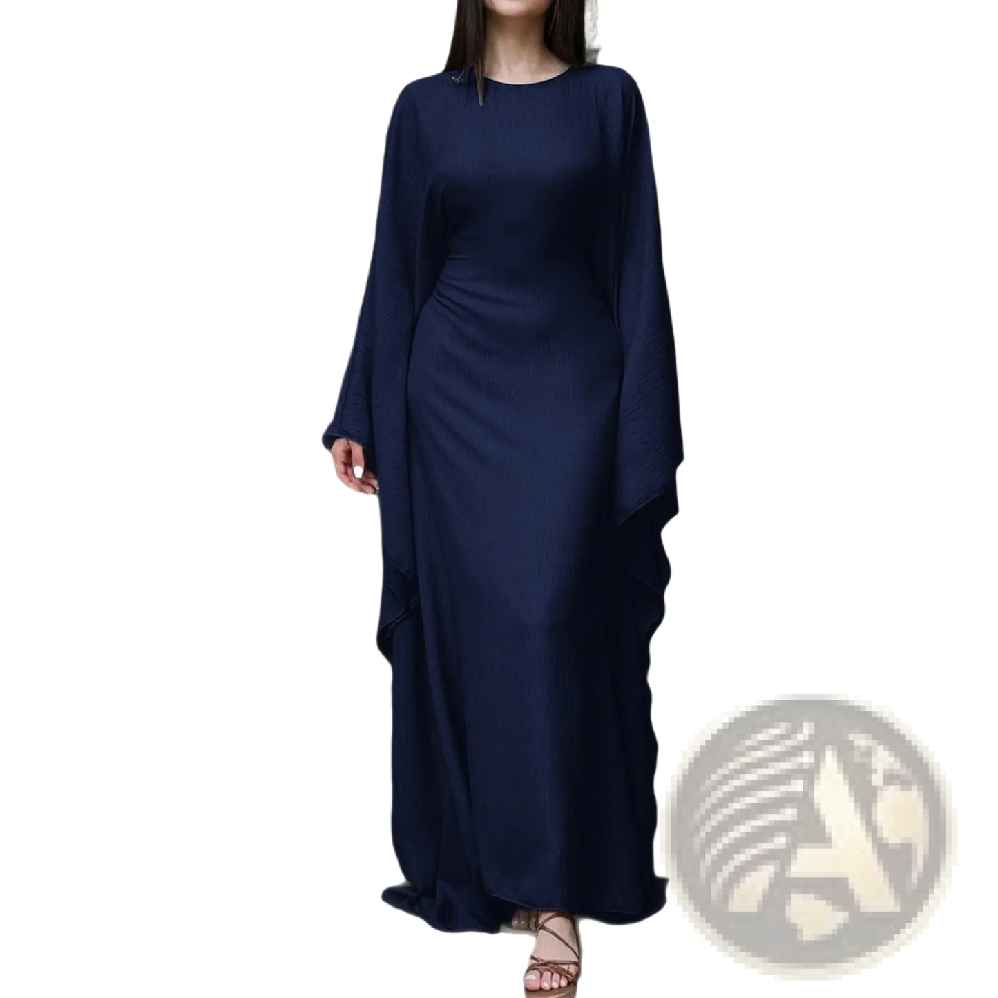 Elegant Long Sleeve Satin Maxi Dress with Ruffled Hem