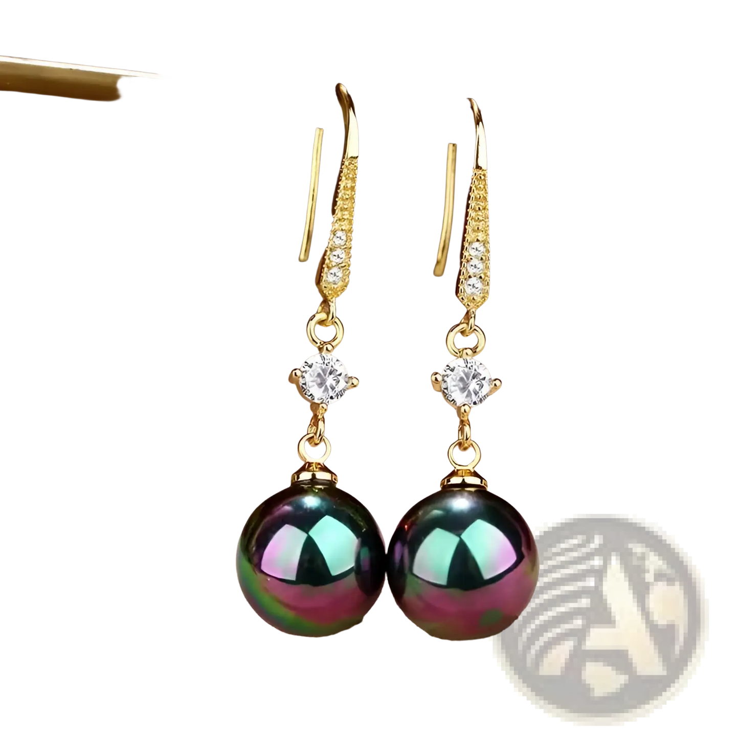 Elegant Pearl and Pave Diamond Drop Earrings