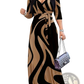 Elegant Printed Three Quarter Sleeve Maxi Dress