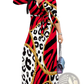Elegant Printed Three Quarter Sleeve Maxi Dress