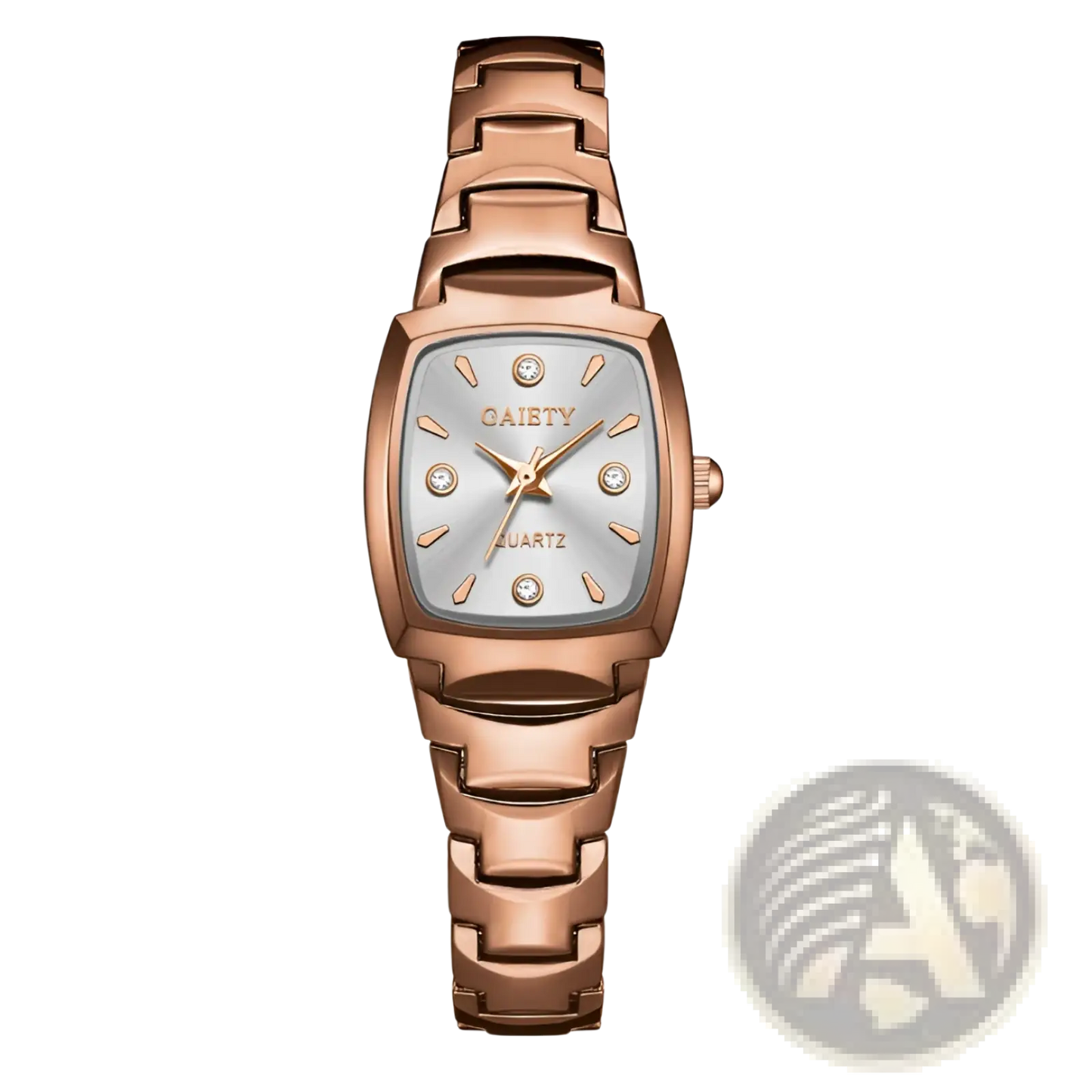 Elegant Rectangular Quartz Watch with Diamond Accents