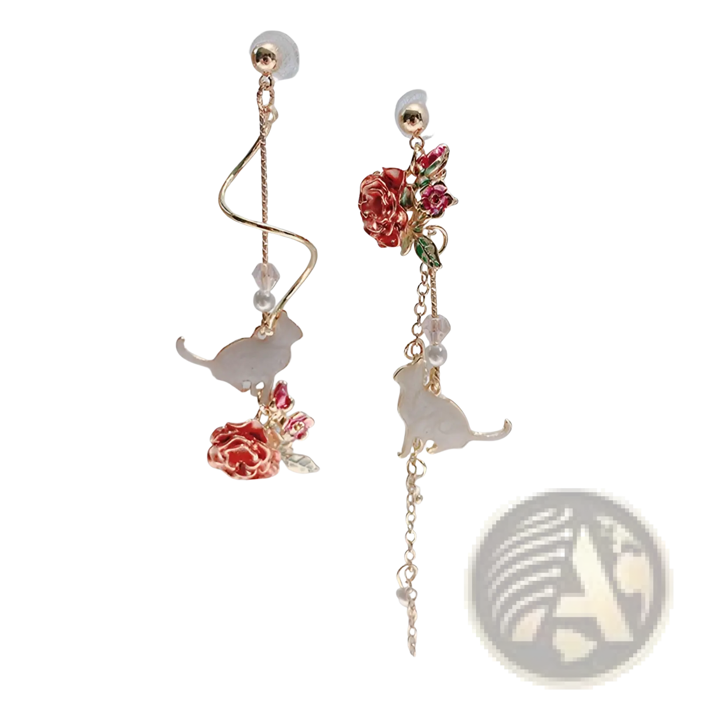 Elegant Rose Tassel Drop Earrings with Rhinestones and Pearls