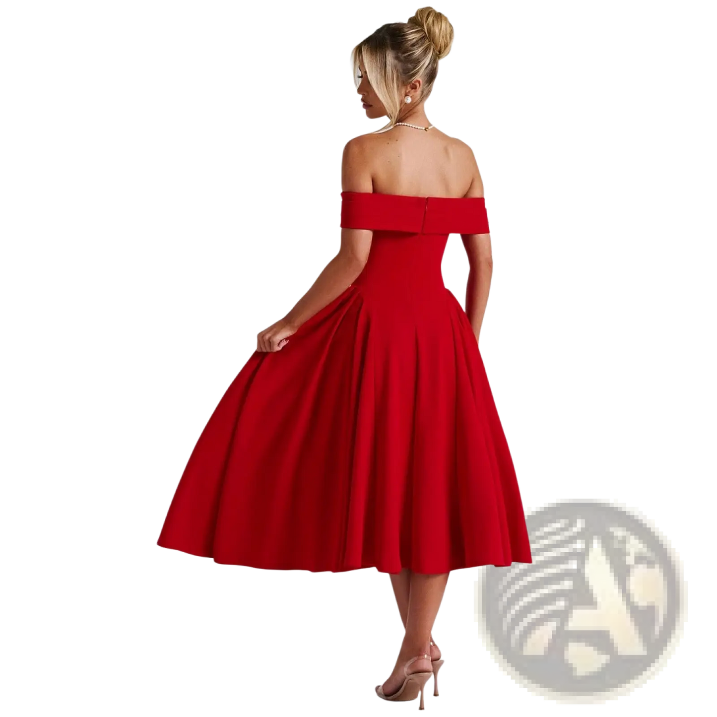 Elegant Off-the-shoulder High Waist Midi Dress