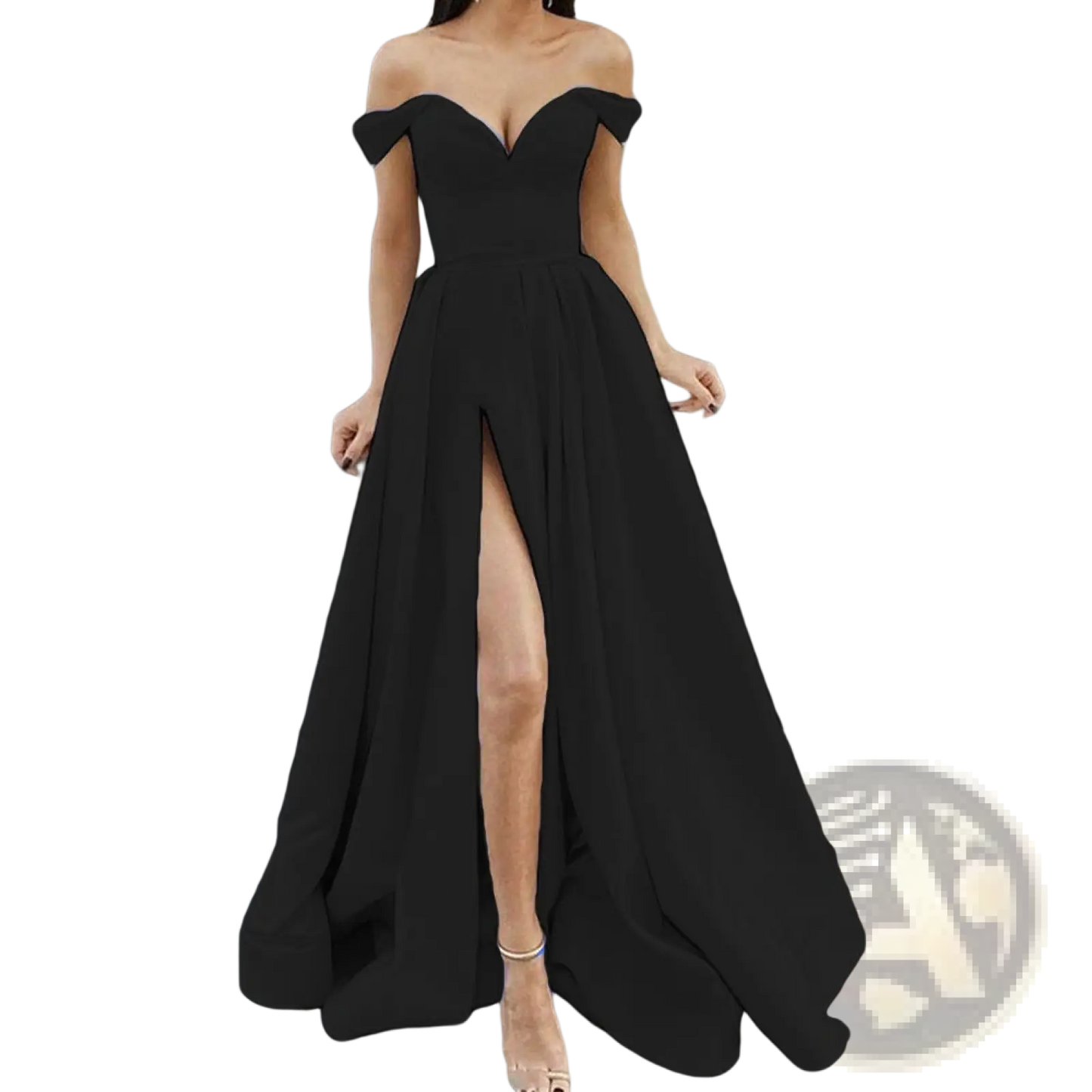 Elegant off Shoulder v Neck High Slit Maxi Dress