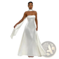 Elegant Strapless Satin Evening Gown with Draped Neckline