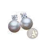 Elegant White Pearl and Cubic Zirconia Silver Stud Earrings