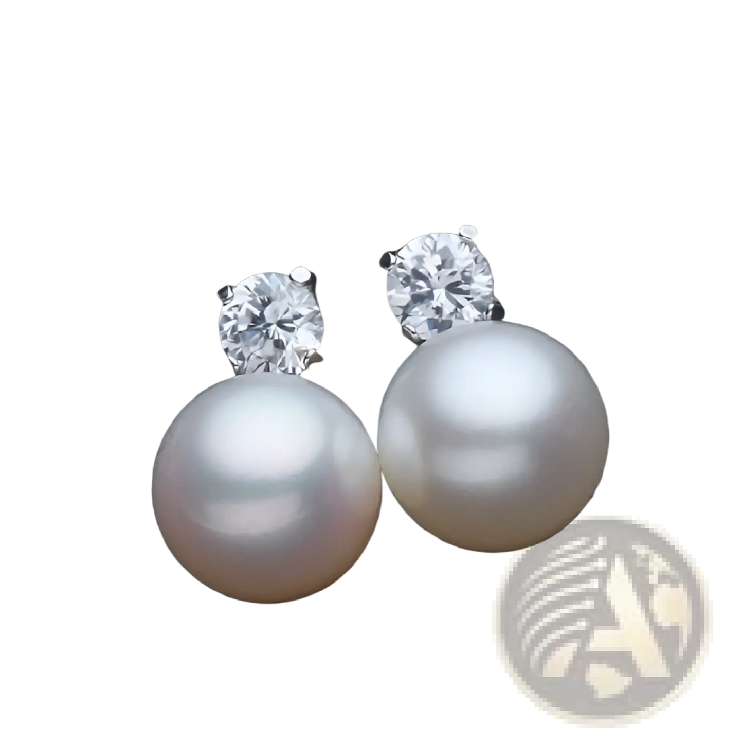 Elegant White Pearl and Cubic Zirconia Silver Stud Earrings