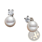 Elegant White Pearl and Cubic Zirconia Silver Stud Earrings