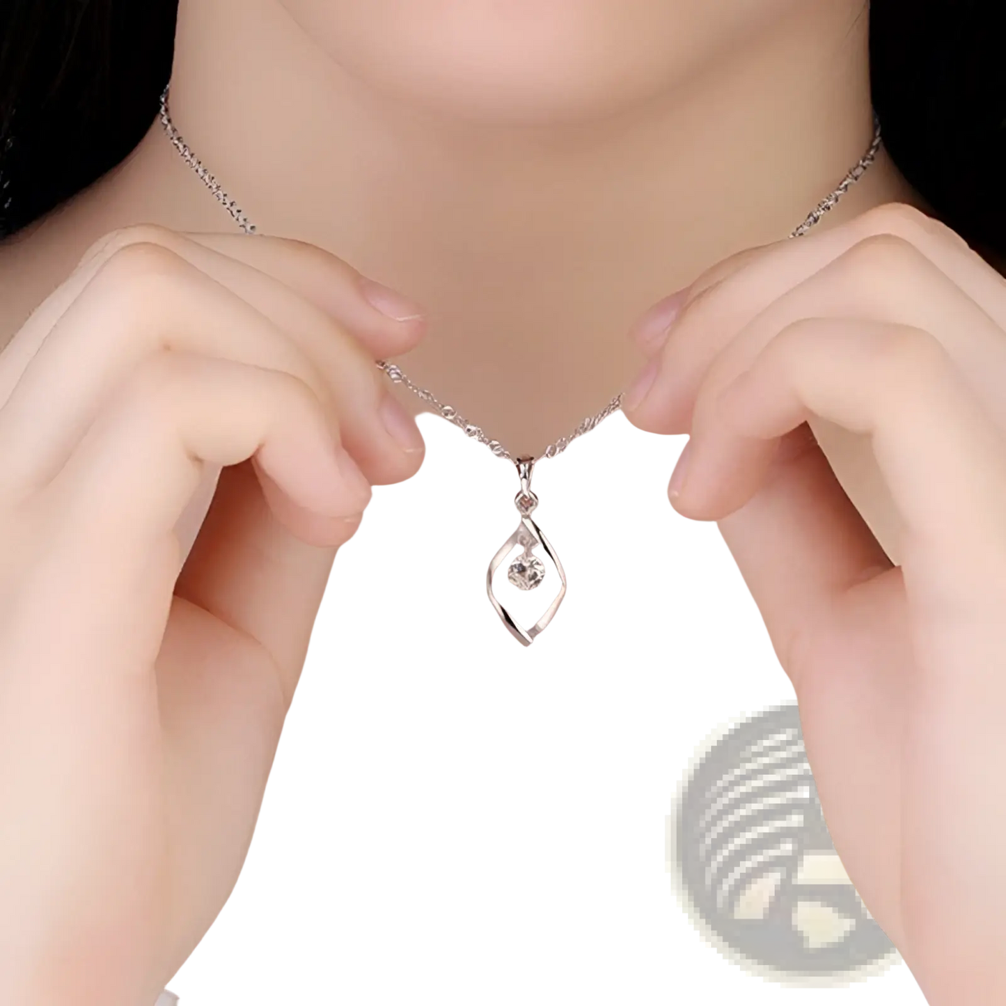 Elegant Zircon Twist Teardrop Pendant Necklace