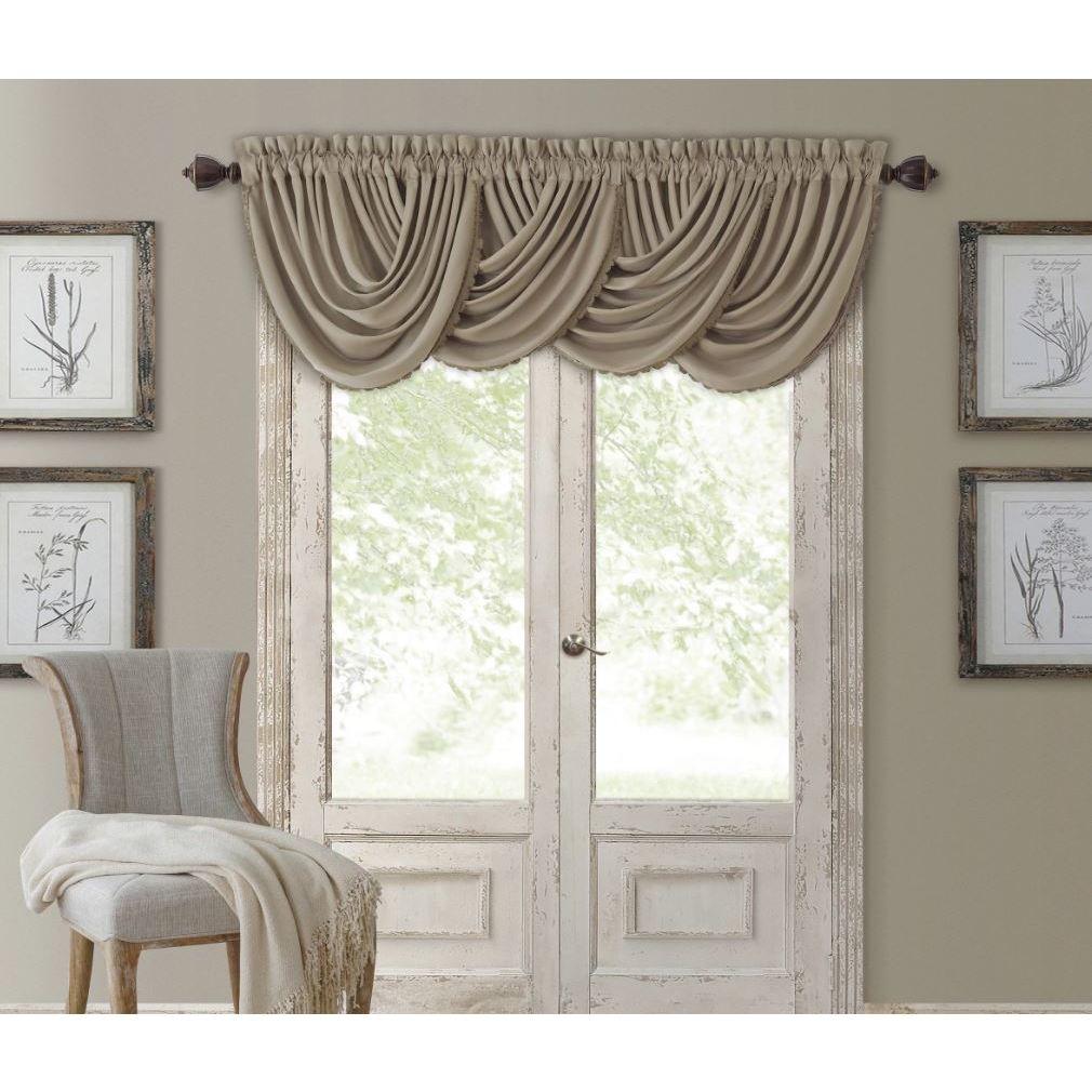 Elrene  All Seasons Polyester Blend Waterfall Valance-Taupe, 52"X95"