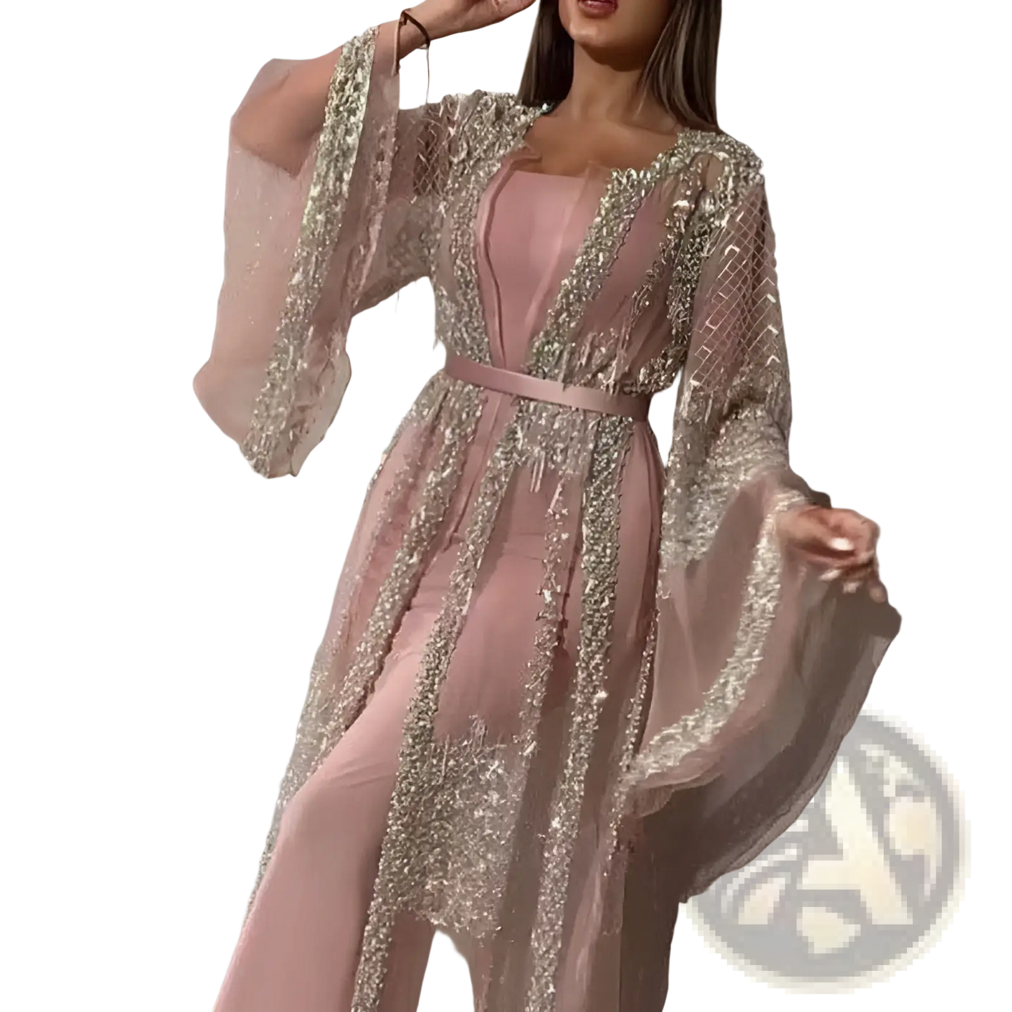 Embellished Lace v Neck Chinese Retro Evening Gown