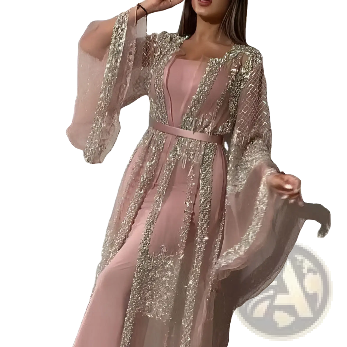 Embellished Lace v Neck Chinese Retro Evening Gown