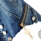 Embellished Tailored Denim Vest with Heart Charm Zipper