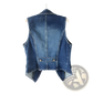 Embellished Tailored Denim Vest with Heart Charm Zipper