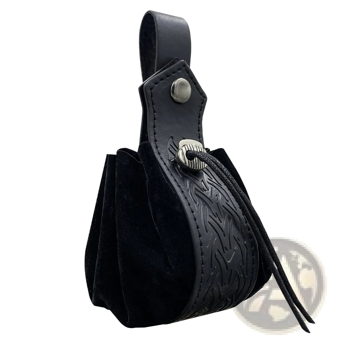 Embossed Celtic Knot Viking Leather Sling Bag with Skull Clasp