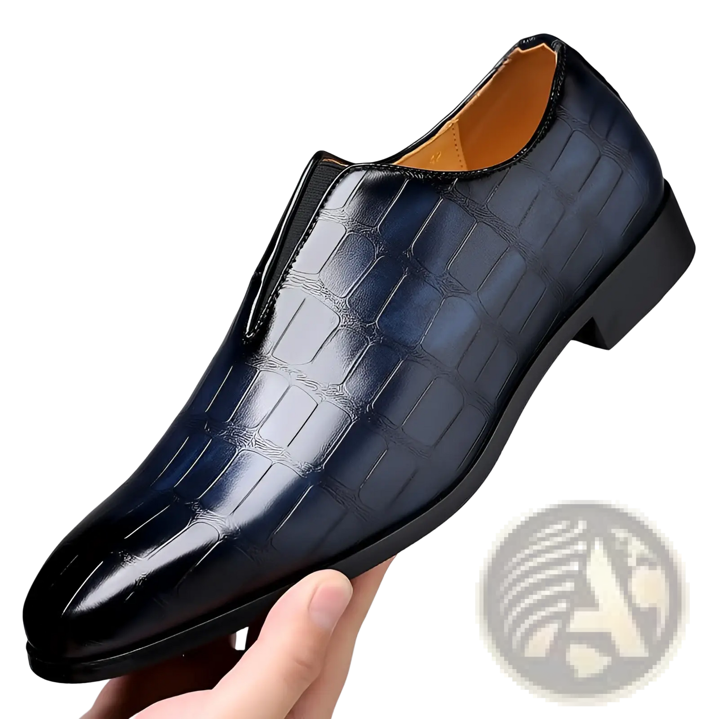 Embossed Stone Pattern Slip on Leather Loafers