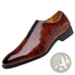 Embossed Stone Pattern Slip on Leather Loafers