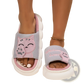 Embroidered Cat Cartoon Unisex Anti Slip Slide Slippers