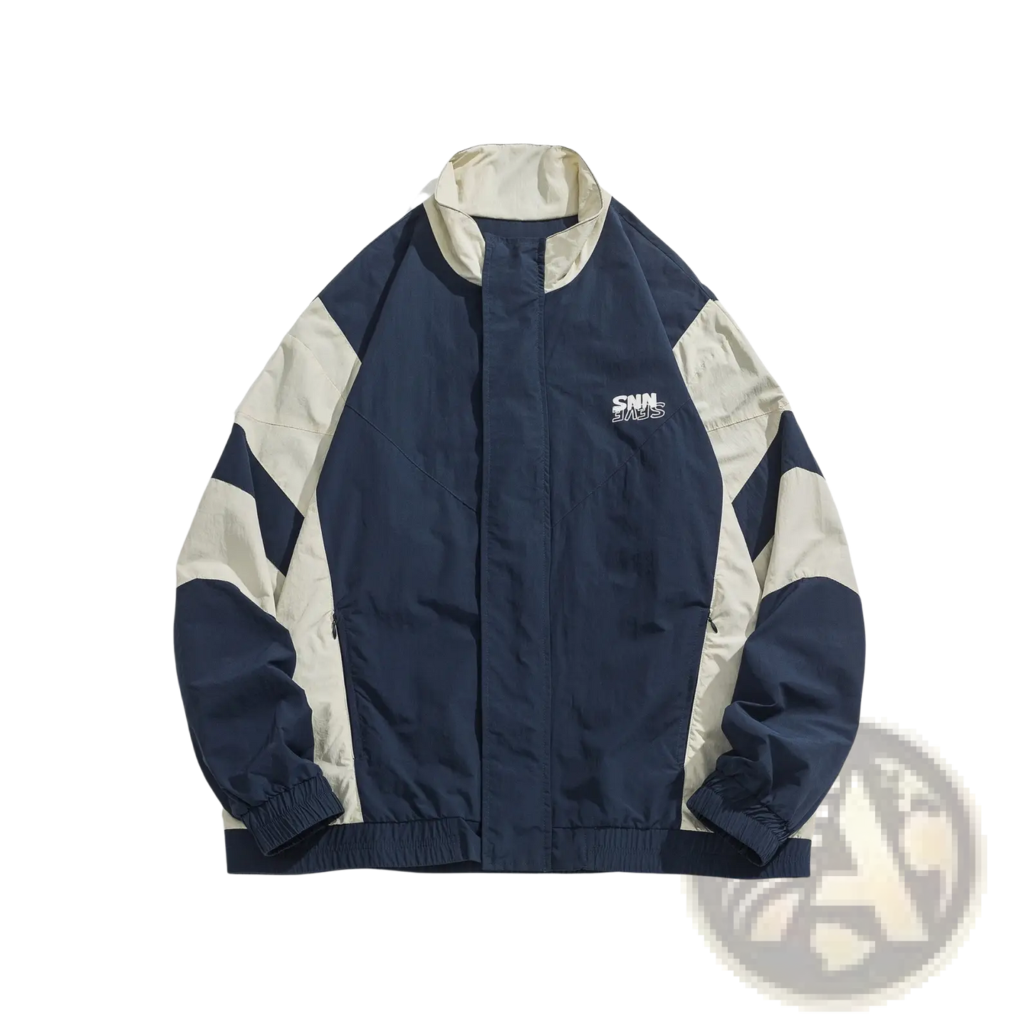 Embroidered Color Block Loose Windbreaker Jacket