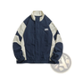 Embroidered Color Block Loose Windbreaker Jacket
