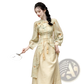 Embroidered Floral Apricot Cheongsam Dress with Tassels