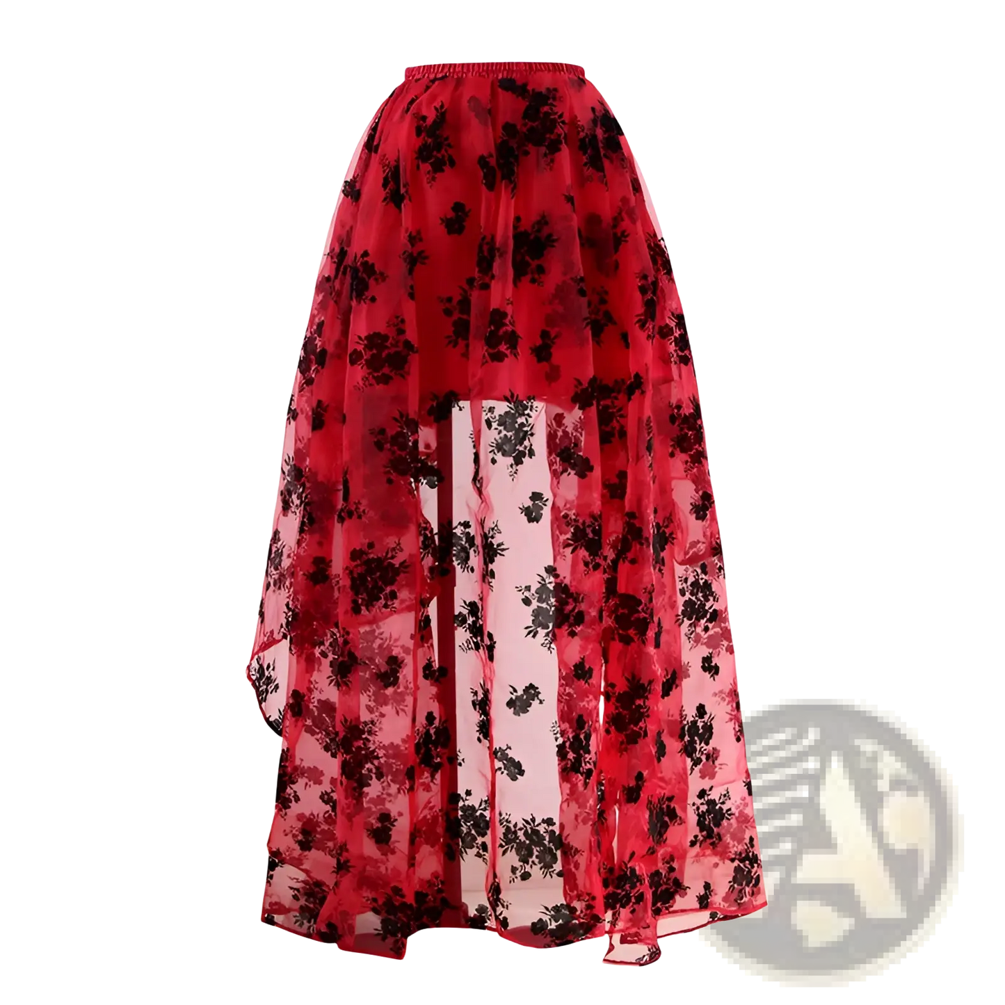 Embroidered Floral Lace High Low Tiered Skirt