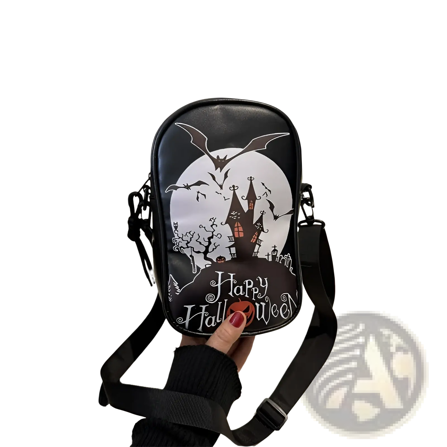 Embroidered Halloween Floral and Pumpkin Crossbody Bags